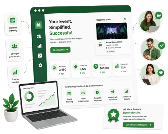 Greenroom event dashboard on laptop